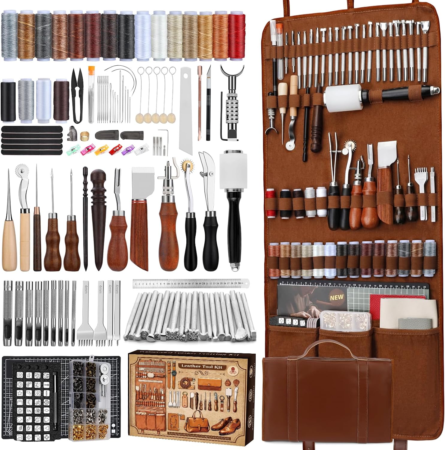 Perlengkapan Kerja Kulit, Pera - Sewing Kit ulasan dan harga